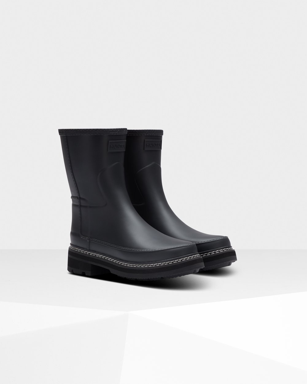 Galochas Curtas Hunter Feminina Pretas - Refined Stitch Detail - 87AKJPHYI